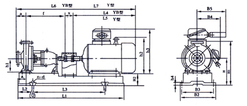 chemical centrifugal pump installation dimension drawing