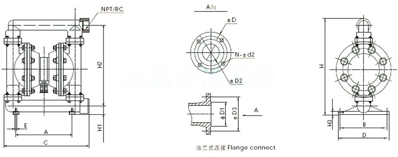 diaphragm pump installation dimension drawing