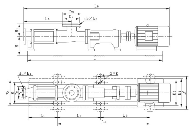 G type single screw pump installation dimension drawing